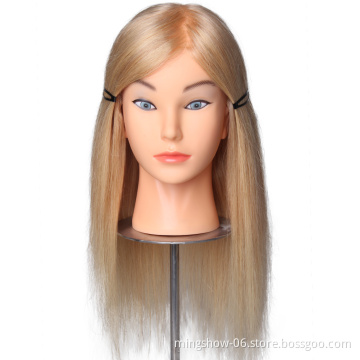 Fast delivery female blond human hair training head long